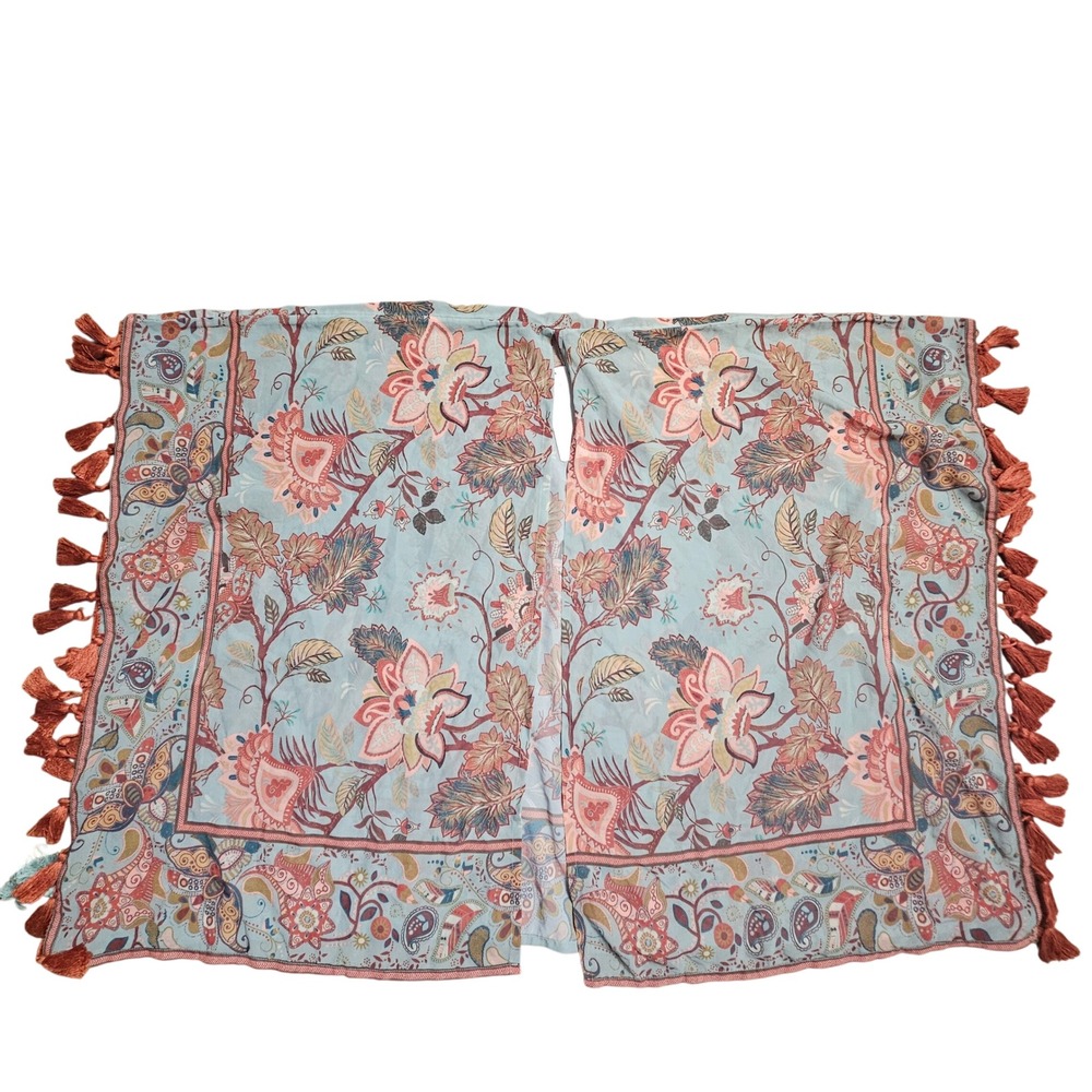 Soft Surroundings‎ Floral Tassel Kimono Wrap L/XL Poncho Boho Granola Chic NWT